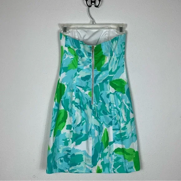 Lilly Pulitzer Tansy Mini Summer Dress Strapless Blue Green NWT Sz 00 - Picture 6 of 12